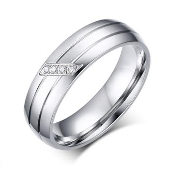 Ziskoun Dámský stříbrný prsten z chirurgické oceli s decentními zirkony SR000031 Velikost: 10