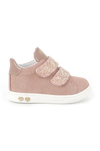 Dětské semišové sneakers boty Primigi růžová barva