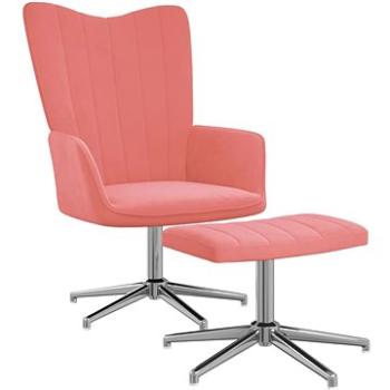 Relaxační křeslo se stoličkou růžové samet , 327736 (327736)