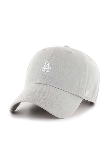 Bavlněná baseballová čepice 47brand MLB Los Angeles Dodgers šedá barva, s aplikací, B-BSRNR12GWS-GYA