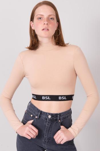 BÉŽOVÝ DÁMSKÝ CROP TOP S DLOUHÝMI RUKÁVY 15720-BEIGE Velikost: M