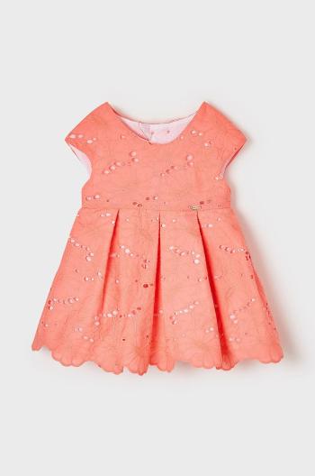 Dětské bavlněné šaty Mayoral oranžová barva, mini, áčková