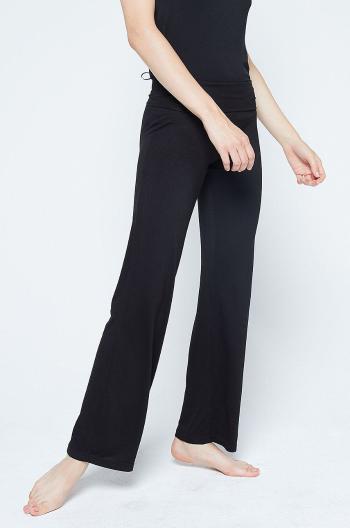 Kalhoty Etam dámské, černá barva, široké, high waist
