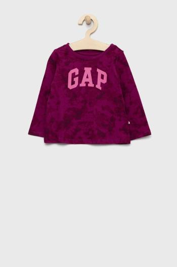 Dětská bavlněná košile s dlouhým rukávem GAP fialová barva