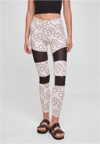 Urban Classics Ladies Tech Mesh AOP Leggings softseagrassflower - XXL