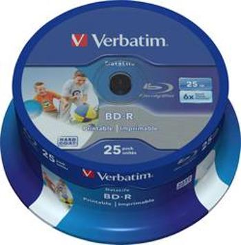 Blu-ray BD-R SL 25 GB Verbatim vřeteno, 43811, s potiskem, vrstva proti poškrábání, 25 ks