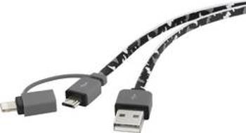 USB kabel pro iPhone/iPod/iPad, USB 2.0 ⇒ 1x microUSB, Apple Lightning, 0,2 m