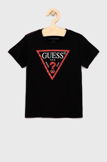 Dětské tričko Guess černá barva, melanžové