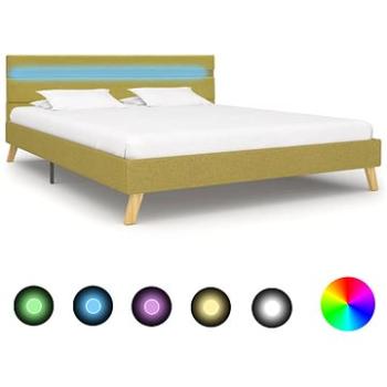 Rám postele s LED světlem zelený textil 140x200 cm (284861)