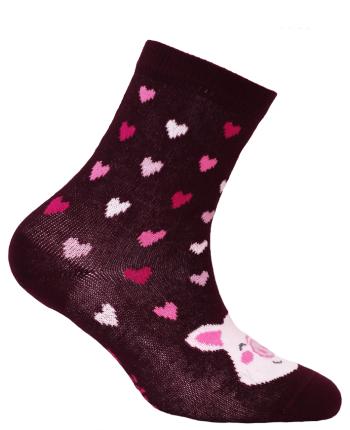 Dívčí ponožky s obrázkem WOLA PRASÁTKO purple Velikost: 33-35