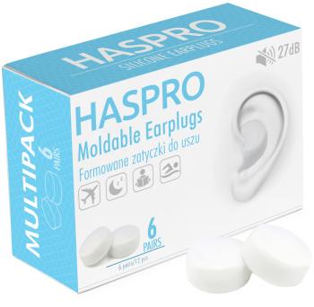 Haspro Mold6 silikonové špunty do uší, bílé 6 párů 12 ks