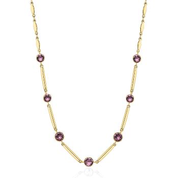 Brosway Slušivý pozlacený náhrdelník s fialovými krystaly Affinity BFF159