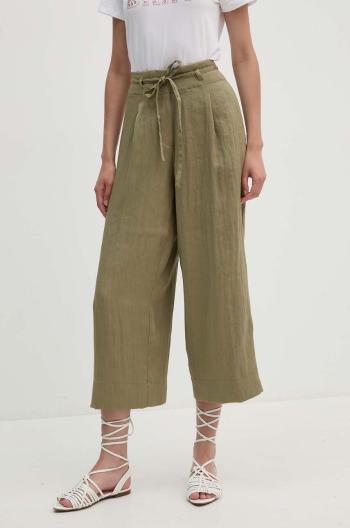 Kalhoty Dkny dámské, zelená barva, široké, high waist, P4EKTX63