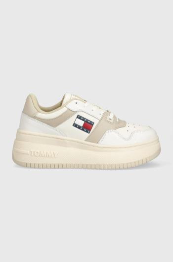 Sneakers boty Tommy Jeans RETRO BASKET FLATF béžová barva