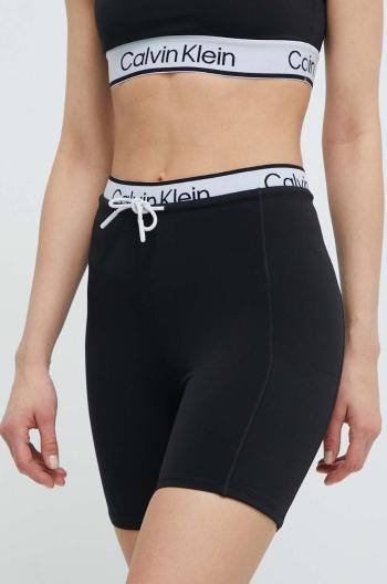 Tréninkové šortky Calvin Klein Performance černá barva, s potiskem, high waist