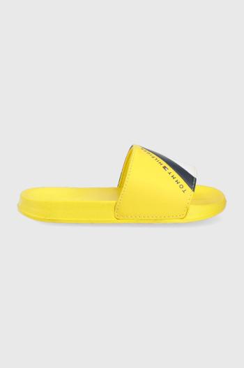 Dětské pantofle Tommy Hilfiger žlutá barva