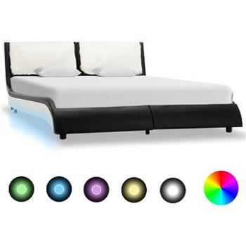 Rám postele s LED světlem černobílý umělá kůže 140x200 cm (280379)