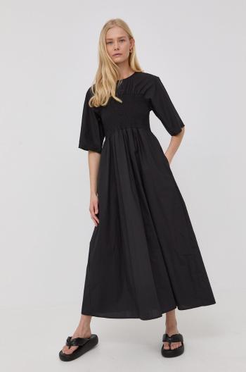 Bavlněné šaty Gestuz černá barva, maxi, áčková