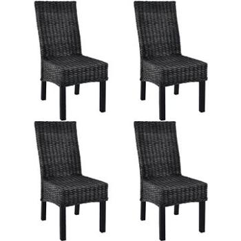 Jídelní židle 4 ks černé ratan kubu a mangovníkové dřevo (275469)