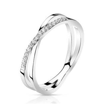 Šperky4U Ocelový prsten s čirými zirkony - velikost 49 - OPR1881-49