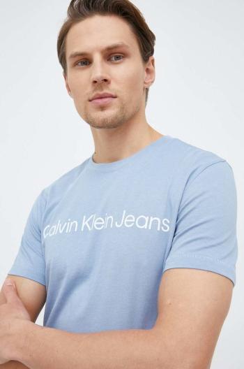 Bavlněné tričko Calvin Klein Jeans černá barva, s potiskem