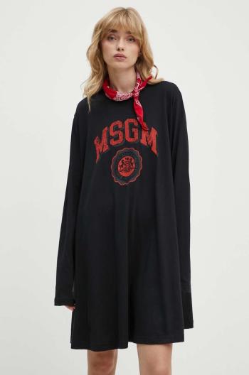 Bavlněné šaty MSGM černá barva, mini, oversize, 3741MDA78.247798