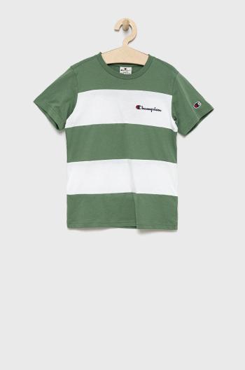 Dětské bavlněné tričko Champion 305959 zelená barva, s aplikací