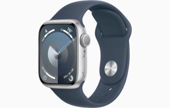 Apple Watch S9/41mm/Silver/Sport Band/Storm Blue/-S/M