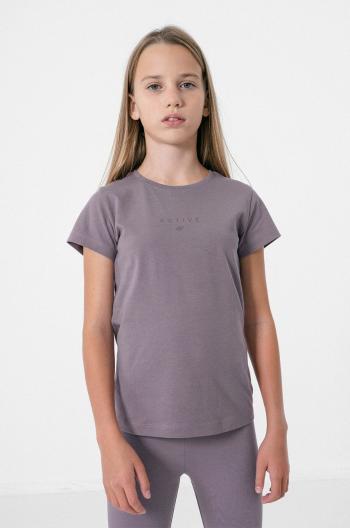 Dětské bavlněné tričko 4F fialová barva