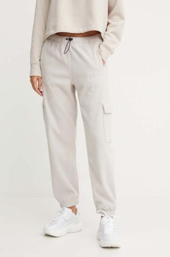 Tepláky Dkny béžová barva, hladké, DP4P3475