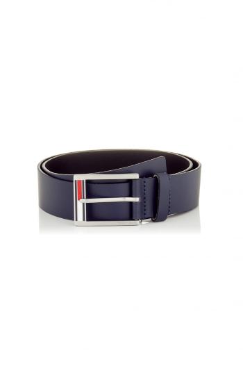 Tommy Hilfiger Tommy Jeans pánský modrý opasek MONOGRAM EMBOSSED LEATHER BELT