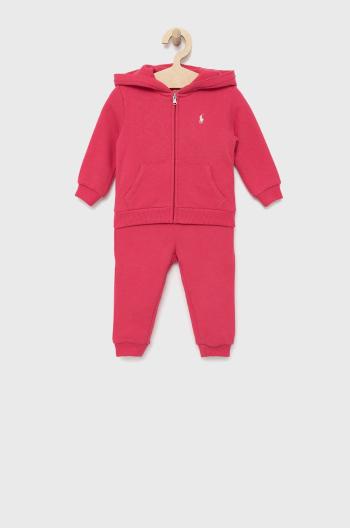 Dětská tepláková souprava Polo Ralph Lauren růžová barva