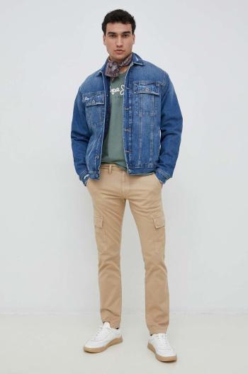 Kalhoty Pepe Jeans Sean pánské, béžová barva, ve střihu cargo