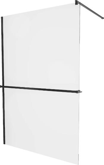MEXEN/S KIOTO Sprchová zástěna WALK-IN s poličkou a držákem ručníků 110 x 200 cm, transparent 8 mm, černá 800-110-121-70-00