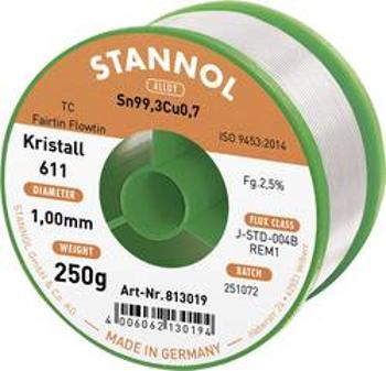 Bezolovnatý pájecí cín Stannol Kristall 611 Fairtin, bez olova, 250 g, 1 mm