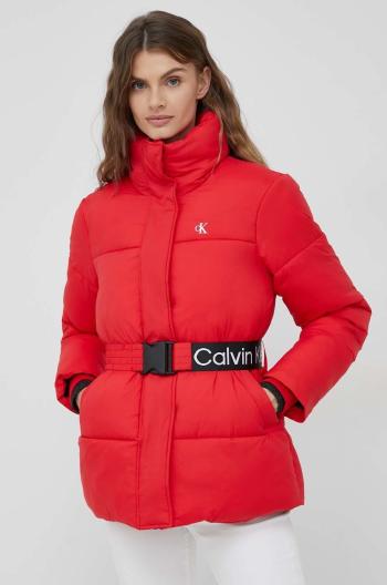 Bunda Calvin Klein Jeans dámská, červená barva, zimní