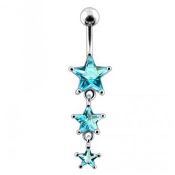 Šperky4U Stříbrný piercing do pupíku - hvězdy - BP01265-Q