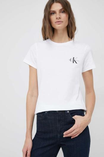 Bavlněné tričko Calvin Klein Jeans 2-pack bílá barva