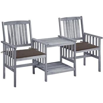Zahradní židle s čajovým stolkem a poduškami masivní akácie, 3061310 (3061310)