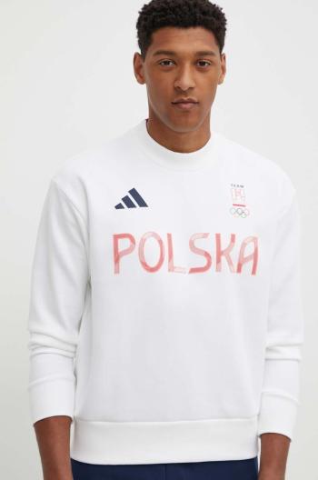 Tepláková mikina adidas Performance Poland bílá barva, s potiskem, JF6688