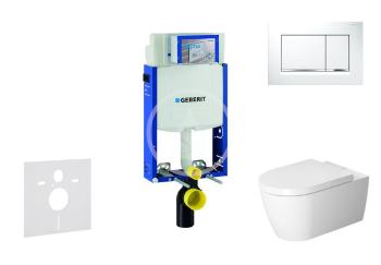 GEBERIT Kombifix Modul pro závěsné WC s tlačítkem Sigma30, bílá/lesklý chrom + Duravit ME by Starck WC a sedátko, Rimless, SoftClose 110.302.00.5 NM5