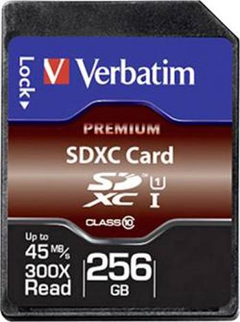 Paměťová karta SDXC, 256 GB, Verbatim Premium 44026, Class 10, UHS-I