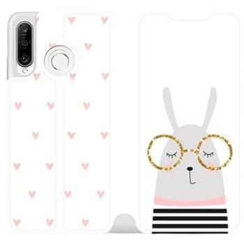 Flipové pouzdro na mobil Huawei P30 Lite - MH02S Králíček s brýlemi a růžová srdíčka (5903226897872)
