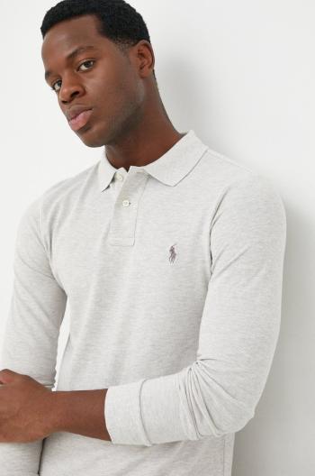 Bavlněné tričko s dlouhým rukávem Polo Ralph Lauren šedá barva