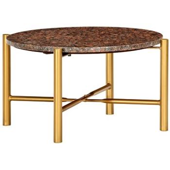 Konferenční stolek hnědý 60x60x35 cm pravý kámen mramorový vzor (286451)