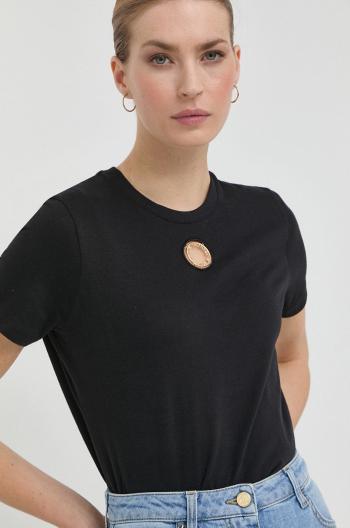 Bavlněné tričko Elisabetta Franchi černá barva