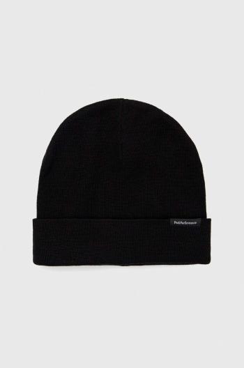 Vlněný klobouk Peak Performance černá barva, z husté pleteniny