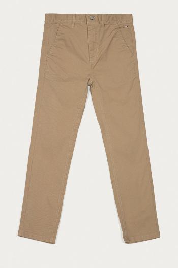 Dětské kalhoty Tommy Hilfiger béžová barva