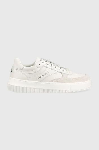 Kožené sneakers boty Calvin Klein Jeans Chunky Cupsole Gel Backtab bílá barva