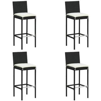 Zahradní barové stoličky s poduškami 4 ks černé polyratan, 313437 (313437)